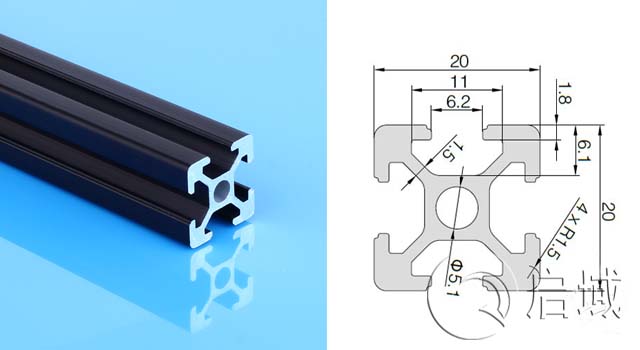 欧标2020(黑色）工业铝型材