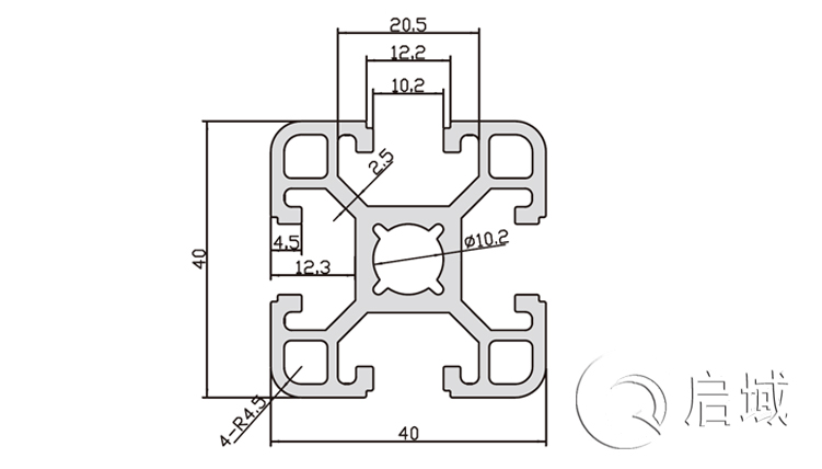 4040F铝型材图纸 4040F铝型材图纸