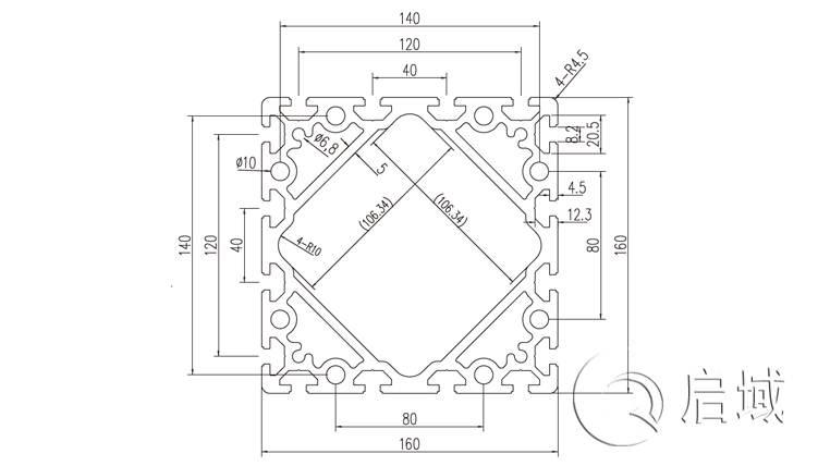 QY-8-160160W铝型材图纸 QY-8-160160W铝型材图纸