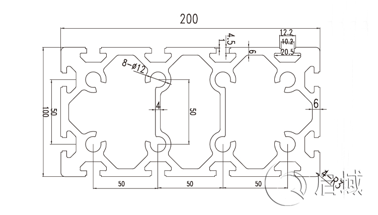 QY-10-100200铝型材图纸 QY-10-100200铝型材图纸