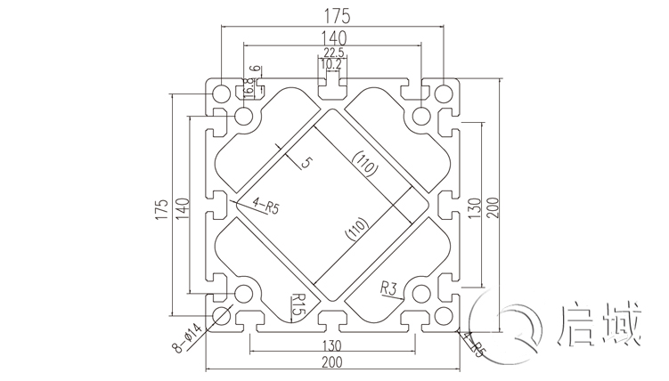 QY-10-200200铝型材图纸 QY-10-200200铝型材图纸